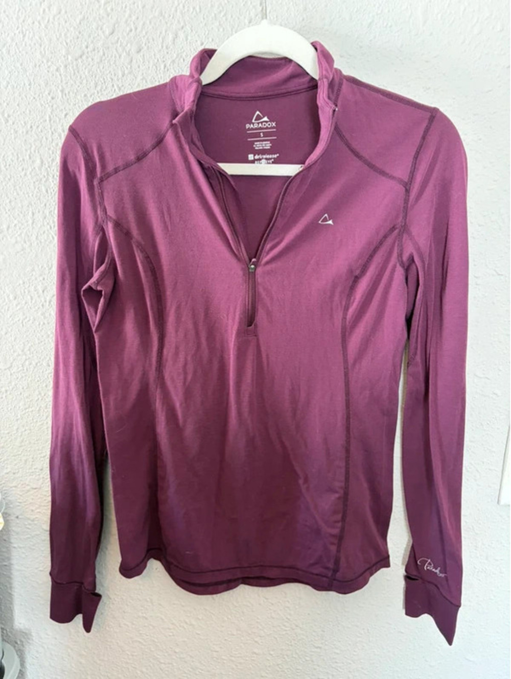 Paradox DriRelease Repreve purple 1/4 zip size S women's. Merino wool blend
